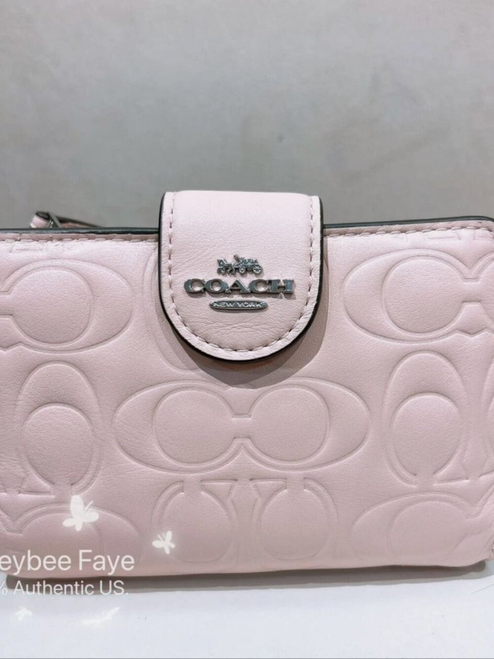 NWT Coach Medium Corner Zip Wallet In Signature Leather CZ341 silver/blush